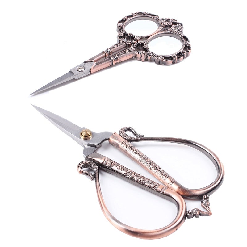 BIHRTC Vintage European Style Stainless Steel Auspicious Clouds and Plum Blossom Scissors Sewing Shears DIY Tools for Needlework,Embroidery, Sewing, Craft, Art Work & Everyday Use - Image 1